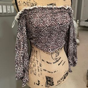 Surf gypsy off the shoulder leopard top